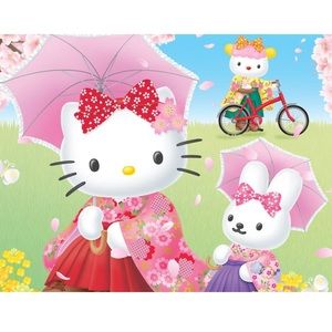 Hello Kitty Umbrella DIY 5D Full Round Drill Diamond Painting